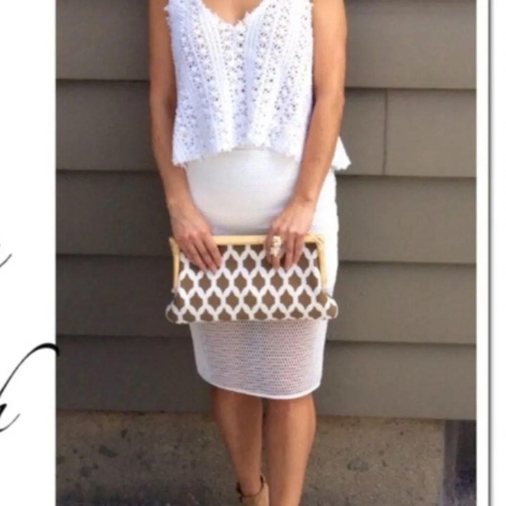 Donna Dixon clutch purse with Bamboo blue and white